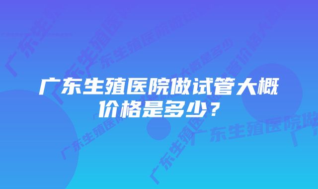 广东生殖医院做试管大概价格是多少？