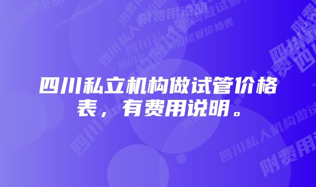 四川私立机构做试管价格表，有费用说明。