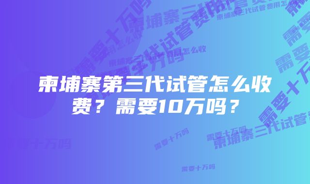 柬埔寨第三代试管怎么收费？需要10万吗？