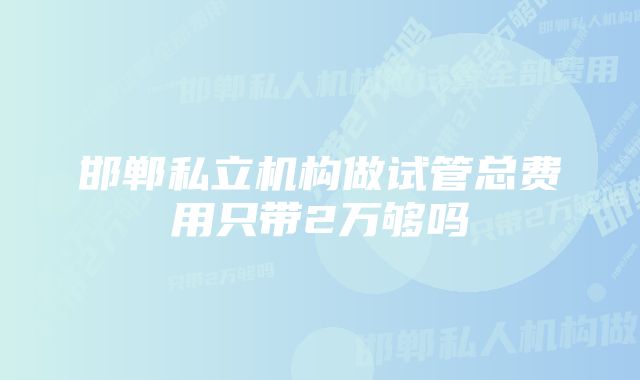 邯郸私立机构做试管总费用只带2万够吗