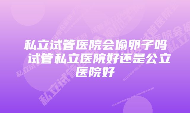 私立试管医院会偷卵子吗 试管私立医院好还是公立医院好