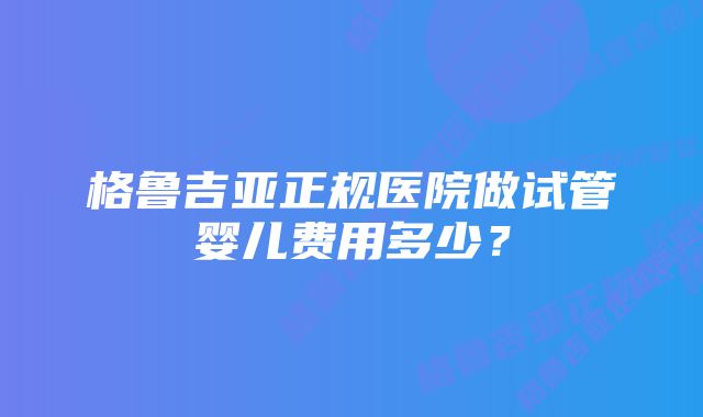 格鲁吉亚正规医院做试管婴儿费用多少？