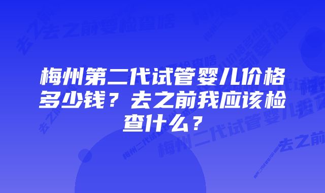 梅州第二代试管婴儿价格多少钱？去之前我应该检查什么？