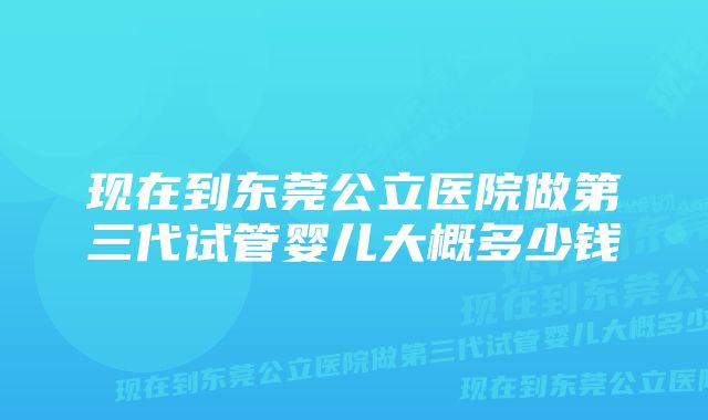 现在到东莞公立医院做第三代试管婴儿大概多少钱