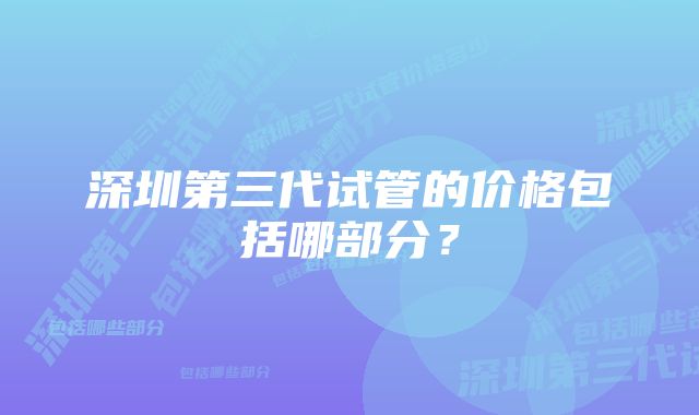 深圳第三代试管的价格包括哪部分？