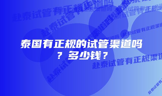 泰国有正规的试管渠道吗？多少钱？