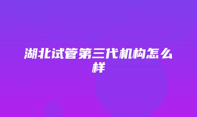 湖北试管第三代机构怎么样