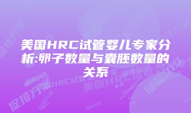 美国HRC试管婴儿专家分析:卵子数量与囊胚数量的关系