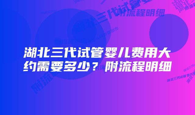 湖北三代试管婴儿费用大约需要多少？附流程明细