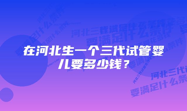 在河北生一个三代试管婴儿要多少钱？