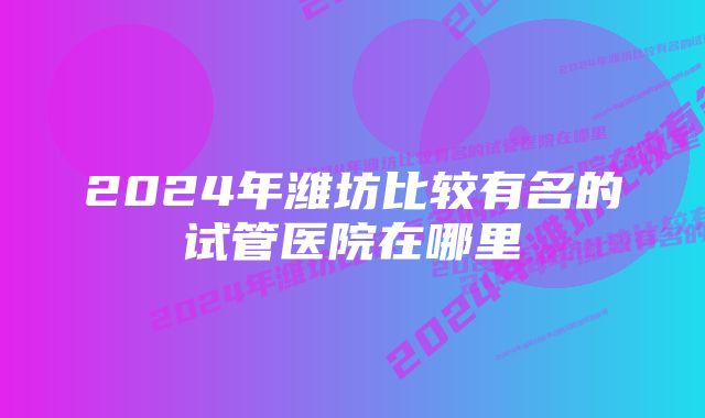 2024年潍坊比较有名的试管医院在哪里