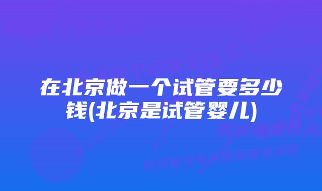 在北京做一个试管要多少钱(北京是试管婴儿)