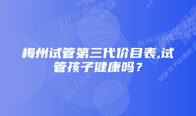 梅州试管第三代价目表,试管孩子健康吗？