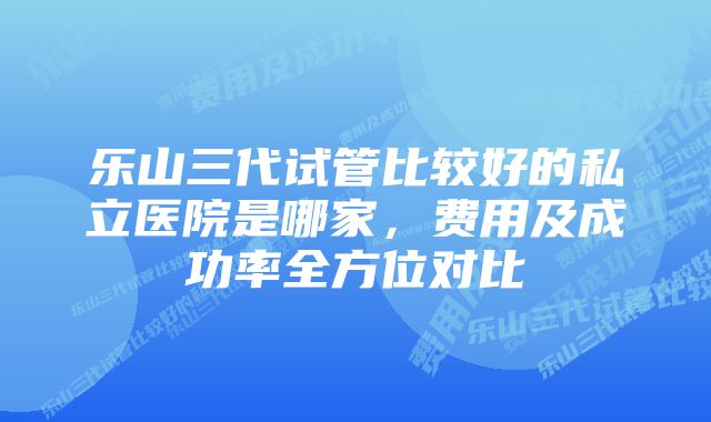 乐山三代试管比较好的私立医院是哪家，费用及成功率全方位对比