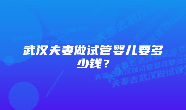 武汉夫妻做试管婴儿要多少钱？