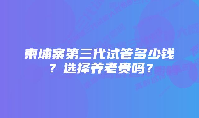 柬埔寨第三代试管多少钱？选择养老贵吗？