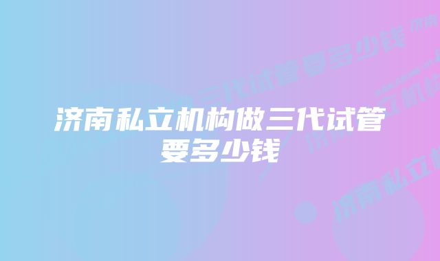 济南私立机构做三代试管要多少钱