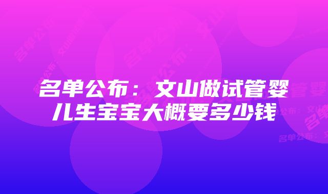 名单公布：文山做试管婴儿生宝宝大概要多少钱