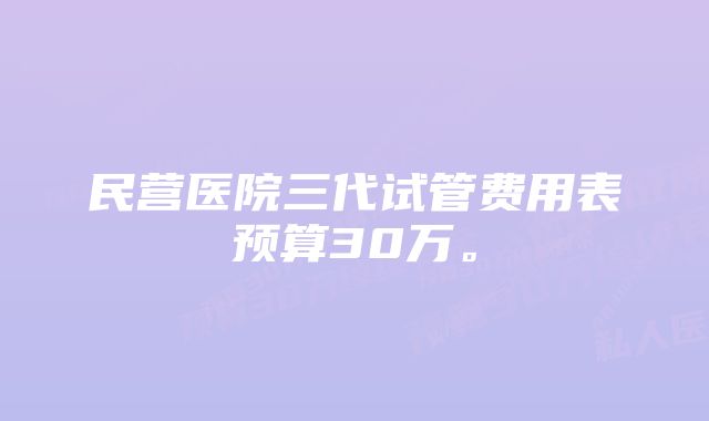 民营医院三代试管费用表预算30万。