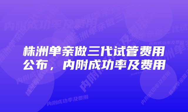 株洲单亲做三代试管费用公布，内附成功率及费用