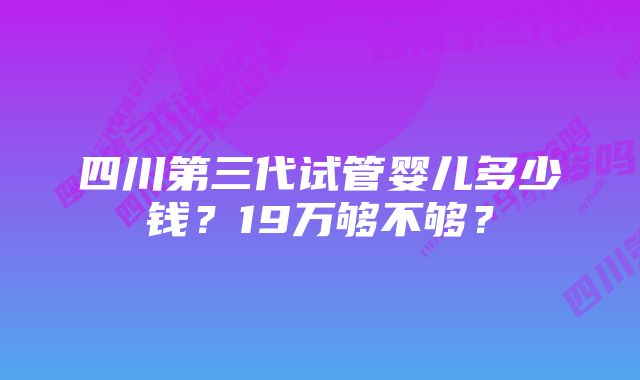 四川第三代试管婴儿多少钱？19万够不够？