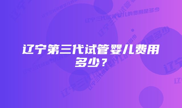 辽宁第三代试管婴儿费用多少？