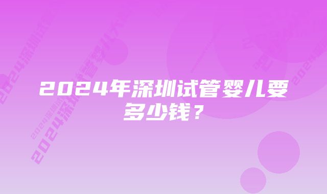 2024年深圳试管婴儿要多少钱？