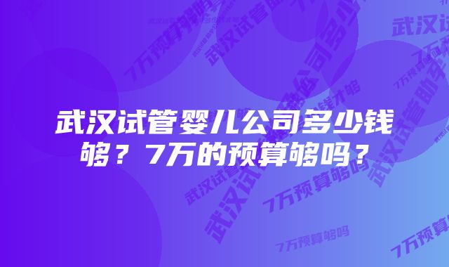 武汉试管婴儿公司多少钱够？7万的预算够吗？