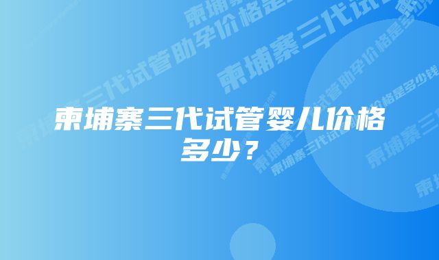 柬埔寨三代试管婴儿价格多少？