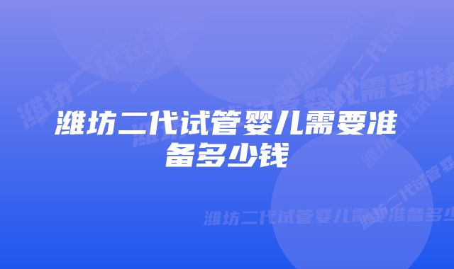 潍坊二代试管婴儿需要准备多少钱