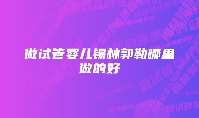 做试管婴儿锡林郭勒哪里做的好