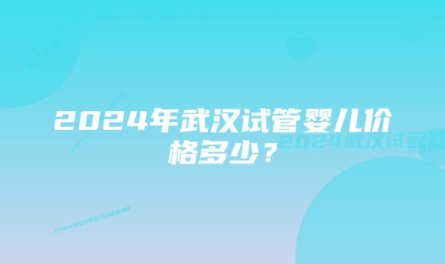 2024年武汉试管婴儿价格多少？