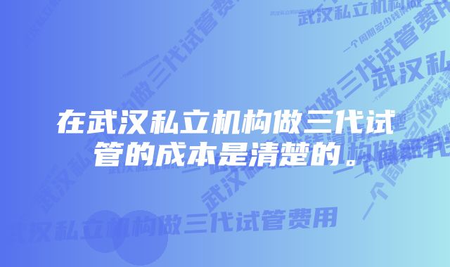 在武汉私立机构做三代试管的成本是清楚的。