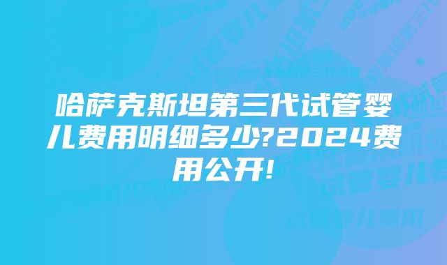 哈萨克斯坦第三代试管婴儿费用明细多少?2024费用公开!