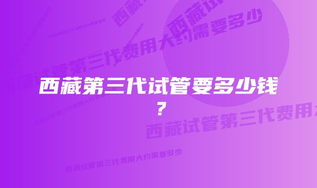 西藏第三代试管要多少钱？