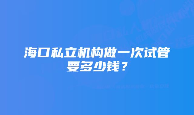 海口私立机构做一次试管要多少钱？