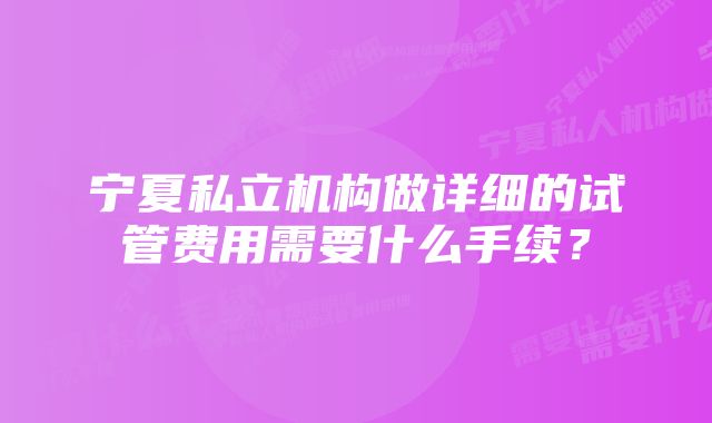 宁夏私立机构做详细的试管费用需要什么手续？