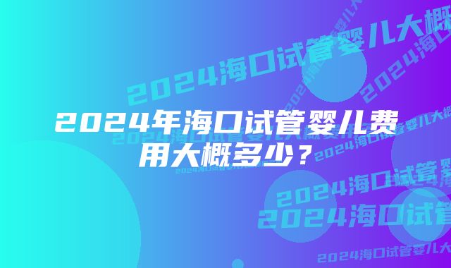 2024年海口试管婴儿费用大概多少？