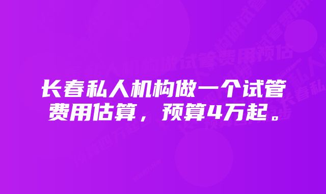 长春私人机构做一个试管费用估算，预算4万起。