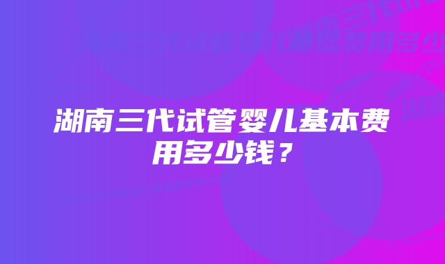 湖南三代试管婴儿基本费用多少钱？