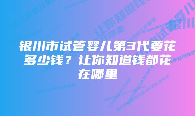 银川市试管婴儿第3代要花多少钱？让你知道钱都花在哪里