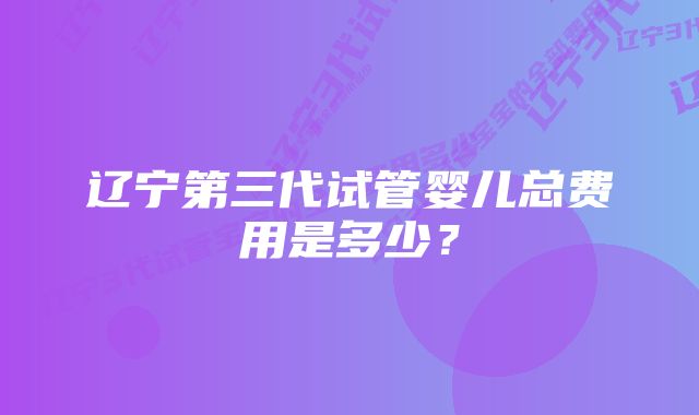 辽宁第三代试管婴儿总费用是多少？