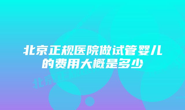 北京正规医院做试管婴儿的费用大概是多少