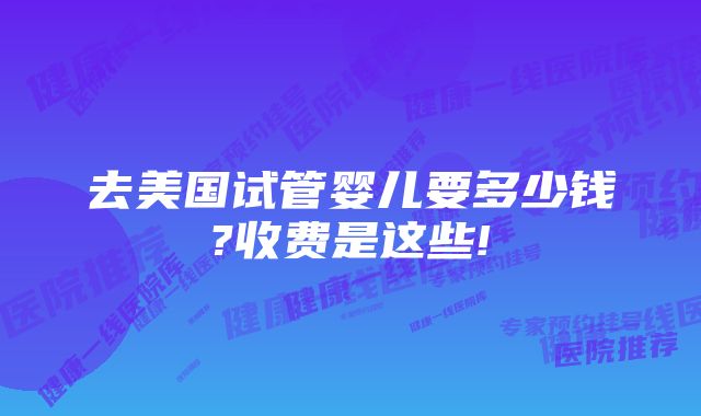 去美国试管婴儿要多少钱?收费是这些!