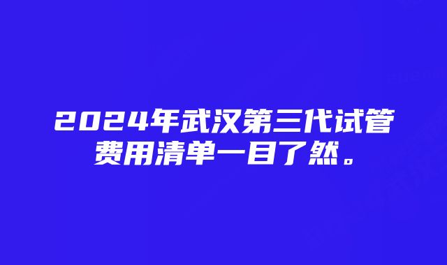 2024年武汉第三代试管费用清单一目了然。