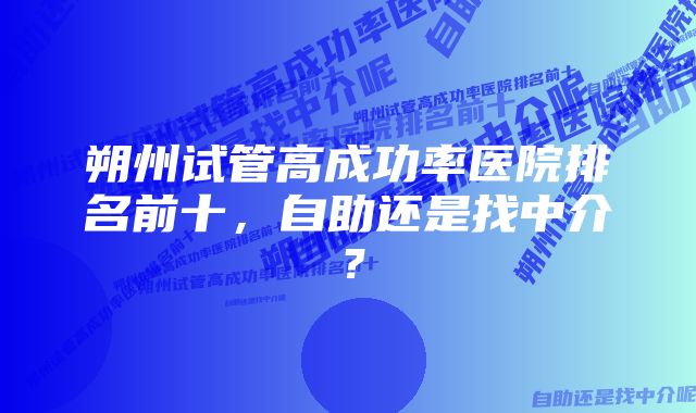 朔州试管高成功率医院排名前十，自助还是找中介？