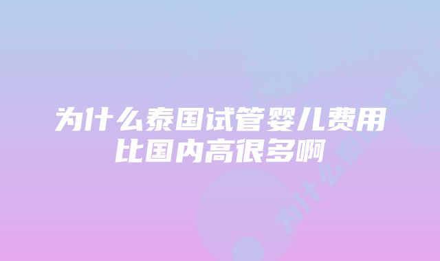 为什么泰国试管婴儿费用比国内高很多啊