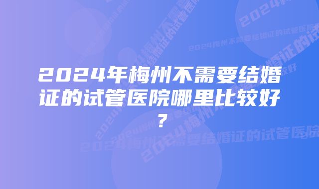 2024年梅州不需要结婚证的试管医院哪里比较好？