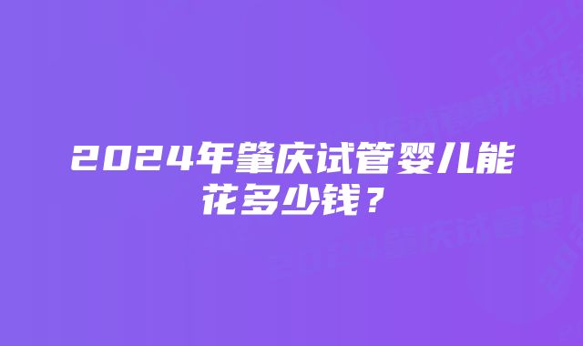 2024年肇庆试管婴儿能花多少钱？