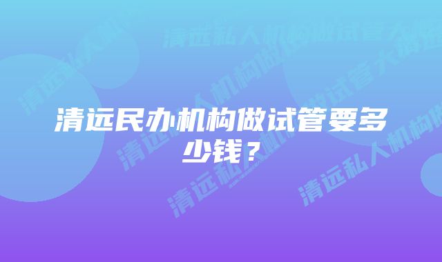 清远民办机构做试管要多少钱？